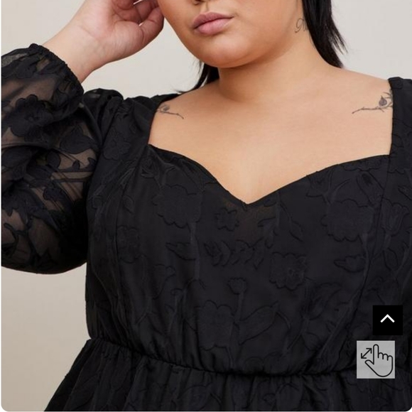 torrid Peplum Chiffon Clip Floral Puff Sleeve Top size 2X NWT - Picture 5 of 8